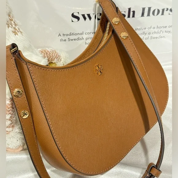 Tory Burch Emerson Saffiano Leather Shoulder Bag in Moose 150258